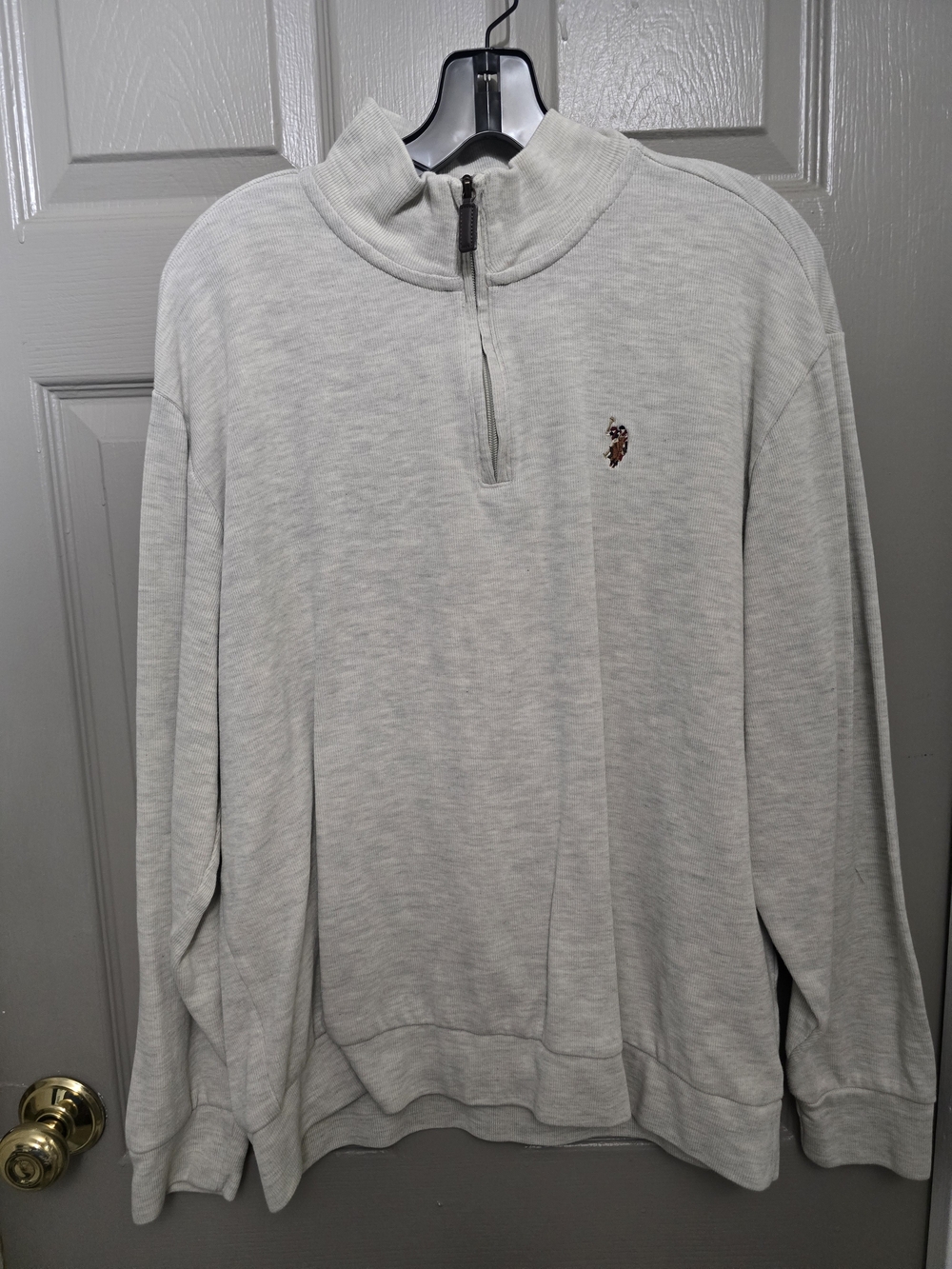 U.S. Polo Assn. Light Gray Quarter-Zip Pullover Sweater Size Xl